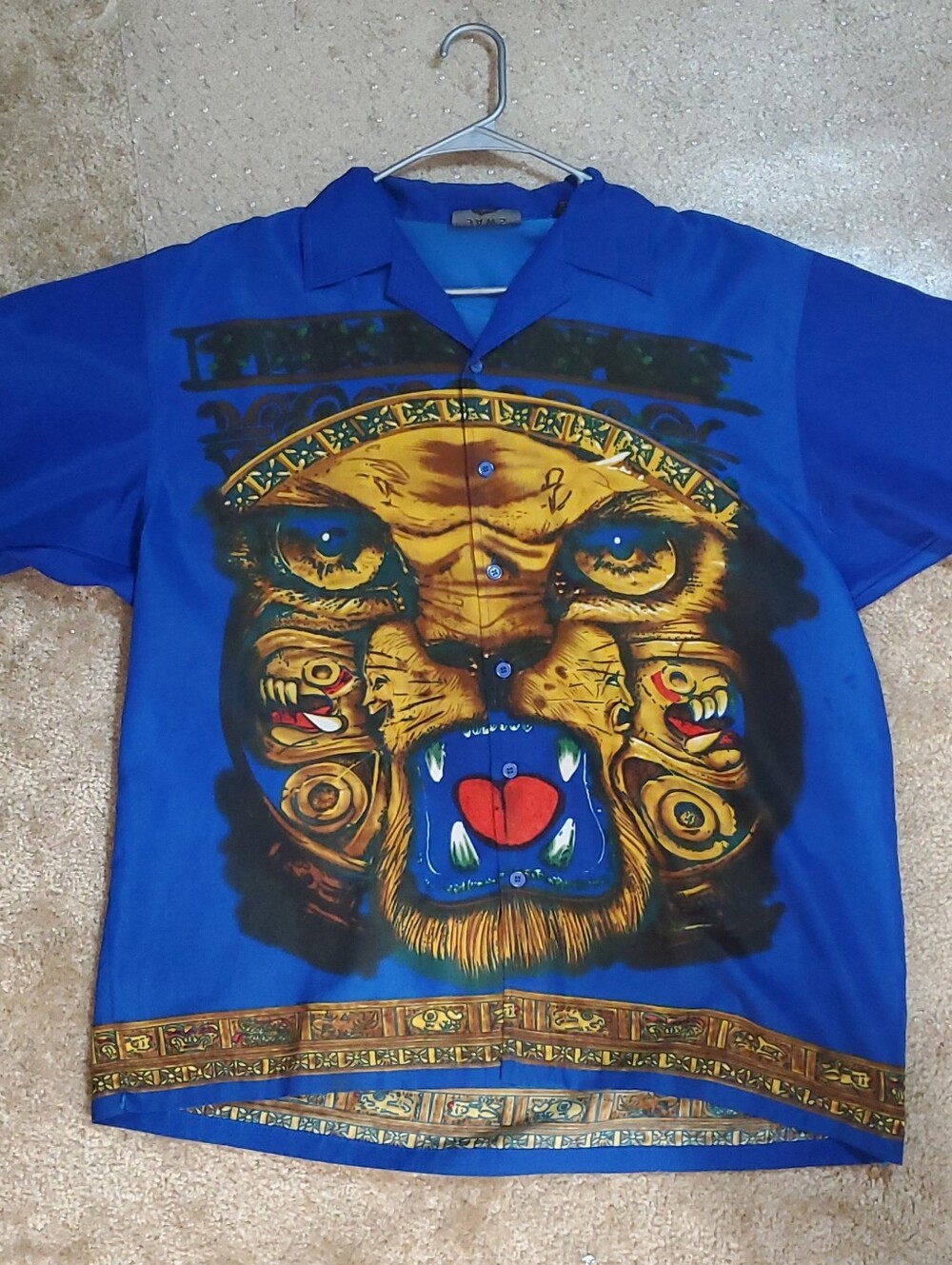 EYE OF THE CAT / TIGER HAWAII Men's Short-Sleeve Graphic Shirt with Lion Face